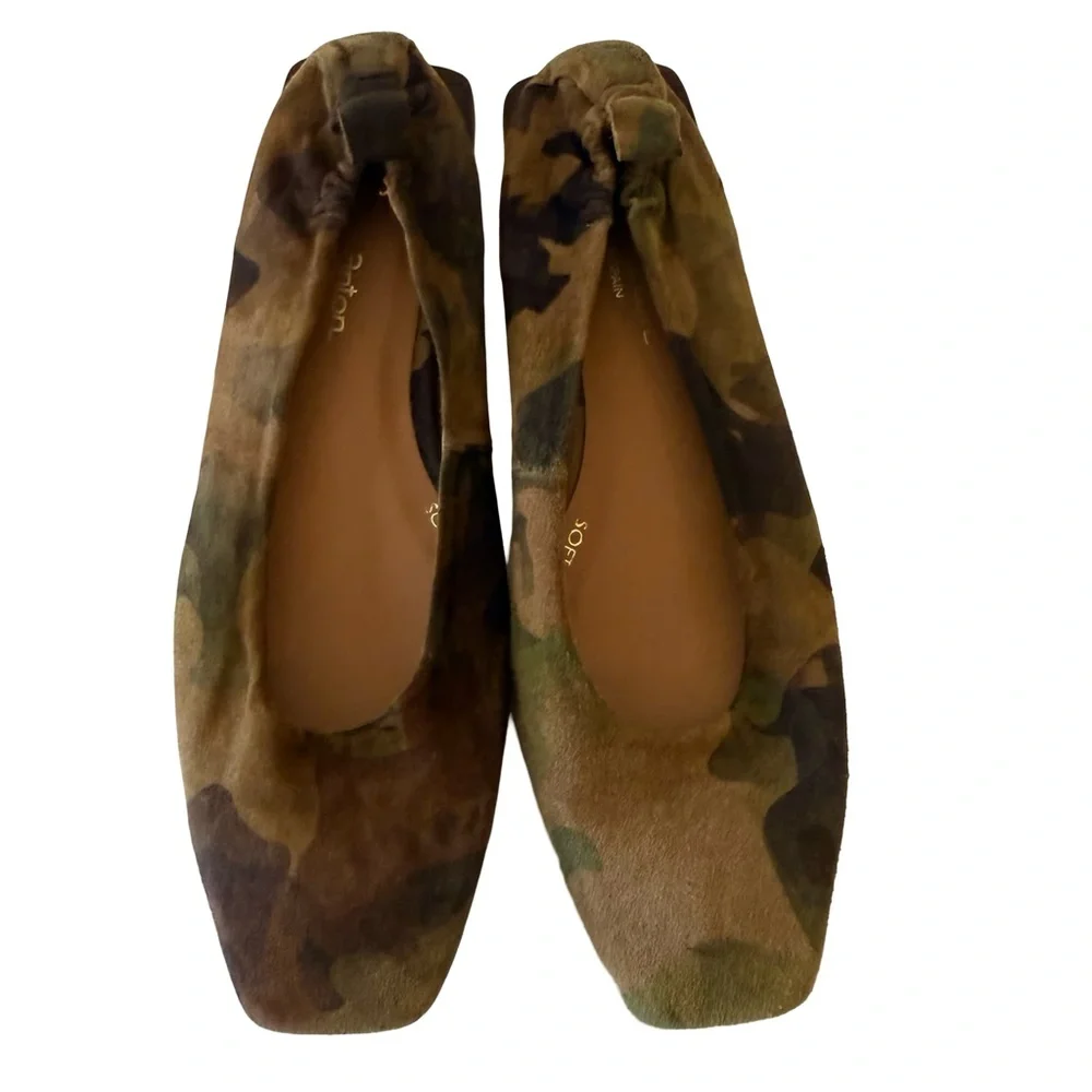 Pedro Anton Camo Suede Ballet Flats in Olive Green and Brown